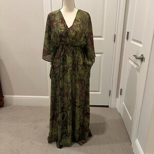 Lenny Niemeyer Kaftan Cover Up Olive Floral Size M and Bikini Set Size XL